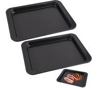 2 Pcs Plaque À Pâtisserie Acier au Carbone 24x18x2 cm Plaque Four Noir Leche Frite Four Rectangulaire Universel Antiadhésif Plat