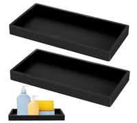 2 Pcs Plateau Decoratif Rectangulaire Noir, Plateaux Salle de Bain Cuisine, Plateau de Rangement en Silicone pour Cosmétiques, Bijoux, Maquillage, Coiffeuse (19,5 x 9,8 x 1,7 cm)