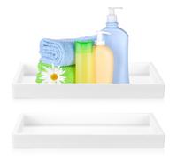 2 Pcs Plateau Decoratif Rectangulaire, Plateaux Salle de Bain Cuisine, Plateau de Rangement en Silicone Décoratifs pour Cosmétiques, Bijoux, Maquillage, Coiffeuse, Baignoire(Blanc, 20 x 10 cm)