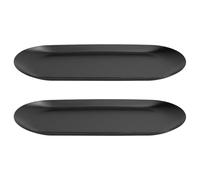 2 Pcs Plateau Salle de Bain, Plateau Décoratif Ovale Noir, Plateau à Bijoux, Plateau de Service Métal, Plateau de Rangement en Acier Inoxydable pour Coiffeuse Vanité Cosmétique Bougies, 22.7x9.5cm