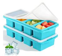 2 Pcs plateaux de congélation, 1000ML avec couvercle bac de congélation en silicone à 4 compartiments pour glaçons de sauce à soupe, récipient allant au micro-ondes et au congélateur