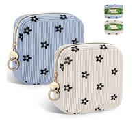 2 Pcs Pochette pour Serviettes Hygiéniques Protège Slip Culotte Menstruelle Sac de Rangement Serviette Hygiénique Tampons avec Fermeture Éclair Kit Premieres Régles Jeune Fille Cadeau(Fleur)