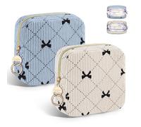 2 Pcs Pochette pour Serviettes Hygiéniques Sac de Rangement Serviette Hygiénique Protège Slip Culotte Menstruelle Tampons pour Femme Période Cadeau Kit Premieres Régles Jeune Fille(Bleu&Beige)