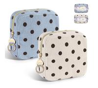 2 Pcs Pochette pour Serviettes Hygiéniques Sac de Rangement Serviette Hygiénique Protège Slip Culotte Menstruelle Tampons pour Femme Période Cadeau Kit Premieres Régles Jeune Fille(Dot-Bleu&Beige)