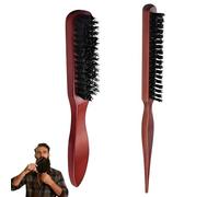 2 Pcs Poil de Sanglier Teasing Brosse, Brosses à Cheveux en Poils de Sanglier, Brosse Poil Sanglier Cheveux, pour Cheveux épais, Ondulés, Secs ou Abîmés, Rouge Brun