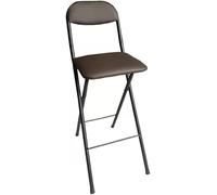 2 PCS Portable Folding High Bar Chairs with Backrest & Footrest - Collapsible Padded Stools for Camping, Kitchen, Game Room - Brown, 25in Sitting Height