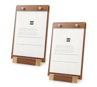 2 Pcs Porte-Bloc En Noyer Avec Base, Présentoir De Table A4/A5 Tableau Avec Support, Tableau Noir Pour Menu, Présentoir En Acrylique Avec Socle En Bois Pour Menus, Bureau, Restaurant (A5)