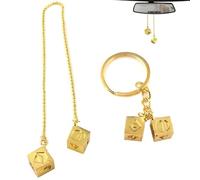 2 PCS Porte-clés porte-bonheur Han Solo Dés Drôles Han Solo en plaqué or avec dés porte-bonheur à suspendre pour fans de Star Wars le Dernier Jedi - Accessoires de voiture - Pendentif porte-clés