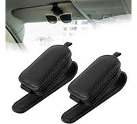 2 Pcs Porte Lunette Pour Voiture Magnétique Support De Soleil Lunettes Clip Noir[Auto5134471]