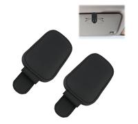 2 PCS Porte Lunettes Pour Voiture, Support Lunette Voiture, Porte-Lunettes en Cuir Véritable, Support Magnétique pour Lunettes de Soleil, Accessoires Pare-Soleil, Pince à Lunette et Tickets (Noir)