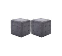 2 pcs Poufs Gris 30 x 30 x 30 cm Similicuir daim