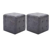 2 Pcs Poufs Gris 30 X 30 X 30 Cm Similicuir Daim Gris