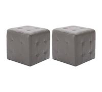 Poufs - VIDAXL - Gris - Similicuir - Lot de 2 - 30 x 30 x 30 cm