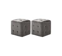 2 pcs Poufs Gris 30 x 30 x 30 cm Tissu velours