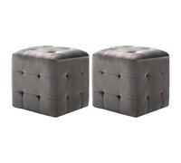 2 Pcs Poufs Gris 30 X 30 X 30 Cm Tissu Velours Gris