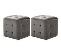 vidaXL Poufs en velours gris 30 x 30 x 30 cm – Lot de 2