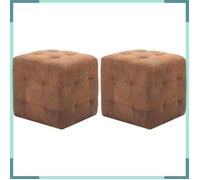 2 pcs Poufs Marron 30 x 30 x 30 cm Similicuir daim-FHE278382
