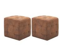 vidaXL Poufs cube – Similicuir daim marron – 30 x 30 x 30 cm – 2 pièces