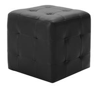 2 Pcs Poufs Noir 30 X 30 X 30 Cm Similicuir Noir