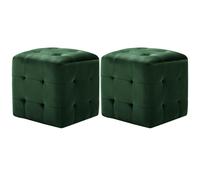 2 Pcs Poufs Vert 30 X 30 X 30 Cm Tissu Velours