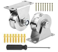 2 Pcs Poulie de Levage Forme en U Poulie de Mouflage Poulie inox Poulie pour Cable vis de montage 8Pcs Pour Rail Roulette Portail Coulissan