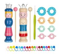 2 Pcs Poupée à Tricoter en Bois, Tricotin Manuel avec Aiguilles à Tricoter | Kit de Tricot à Manivelle avec Fabrication de Pompons, Crochet et Marqueurs de Maille, pour Débutants et Confirmés