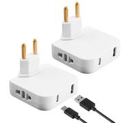 2 PCS Prise Plate Derriere Meuble, avec 2 Prises de 220 V, 1 Port USB et 1 Port Type-C, Blanc, Tête Pivotante à 180°, Idéal pour Espaces Restreints, Compatible avec Les connecteurs européens 220 V
