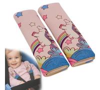 2 PCS Protege Ceinture Voiture Enfant, Cale Tete Enfant Voiture, Protection Ceinture de Sécurité, Dino Oreiller de Voiture pour Enfants, Lavable en Machine, Doudou Doux, Housse de Ceinture (Licorne)