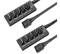 2 Pcs PWM Fan Hub PWM Fan Hub,Hub for 4-pin PWM Fans,5 Way Splitter,Sleeve Cable Adapter for 12V Computer Case Fans,Compatible with 3 Pin Connectors