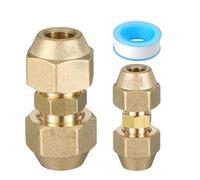 2 PCS raccords doubles cuivre 1/4" & 3/8" pour climatisation double mamelon, avec 1 rouleau de ruban, raccord de tuyau en cuivre AC sans soudure, avec écrou de raccordement
