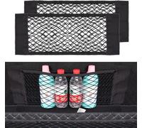 2 Pcs Rangement De Coffre Voiture, 60 X 25cm Filet Coffre Voiture, Sac Universel À Filet De Coffre Velcro, Filet À Bagages Elastique Rangement Filet Avec Pour Voiture/Suv
