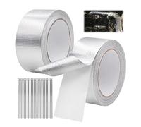 2 PCS Rbande Thermique Echappement Contient 24 Attaches Câble, 10 m x 5 cm Ruban Protection Thermique Pour échappement, Ruban Isolant Thermique, Réparation Pour échappement Pour Voiture(Argent)