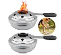 2 pcs Réchaud à Alcool, Réchaud à alcool portable en acier inoxydable, brûleur d'alcool pour fondue, pour Le Camping en Plein Air Ou La Panique, Détachable Et Non Toxique, Durable Et écologique