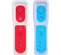 2 Pcs Remote Controller For Wii, Remote Game Controllers Compatible With Wii Remote Replacement With Silicone And Wrist Strap (Blue Red)
