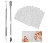 2 Pcs Repousse Cuticule Ongle Professionnel, Cuticle Remover Métal à Repousser, Coupe Cuticule Ongle Remover à Double Tête en Acier Inox pour Manucures Pédicures + 10 Papier Verre Autocollantes