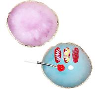 2 Pcs Résine Nail Art Palette, Plaque Bricolage Outil Ongle Palette, Maquillage Peinture En Résine Colorée Palette Gel Nail Art Mix Agate Polonaise Agitation, Violet Et Bleu