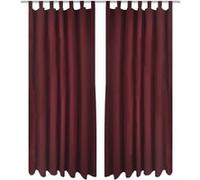 2 pcs Rideau à Passant Micro Satin Bordeaux 140 x 175 cm Bordeaux G