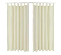 2 Pcs Rideau à Passant Micro Satin Crème 140 X 175 Cm