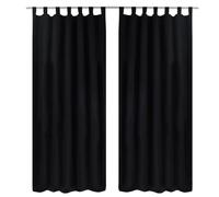 2 pcs Rideau à Passant Micro Satin Noir 140 x 175 cm