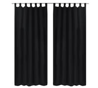 2 Pcs Rideau À Passant Micro Satin Noir 140 X 225 Cm Multicolore