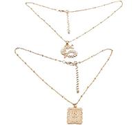 2 pcs Rose Fleur Dragon Collier Zodiaque Collier Animal Pendentif Chandail Chaîne Charme Collier pour Femme