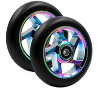 2 PCS Roues de Trottinette Freestyle 100mm, Roues de Remplacement en PU 88A avec Roulements ABEC-9, Noyau en Alliage, Compatibles avec la Plupart des Trottinettes Stunt et Kick Scooter