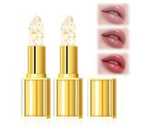 2 PCS Rouges à Lèvres Changeants de Couleur, Feuille D'or pour Femme, Brillant Hydratant Longue Tenue, Nourrissant En Profondeur, Rouge à Lèvres Cristal Doré Transparent