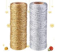 2 Pcs Ruban Doré, Fil Metallique, Fil Doré Noel, Ficelle Decorative, Ficelle, Cordon Métallique, Corde Macramé, Bobine De Corde Artisanal