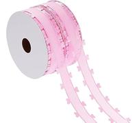 2 PCS Ruban Satin Coeur, 25MM x 18M en Organza et Tulle, Décoration pour Mariage, Voiture, Nœud, Fête, Emballage Cadeau - Rose + Rose