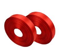 2 Pcs Ruban Satin Rouge, 25mmx91m, Ruban Mariage, Cadeau Ruban Cadeau Emballage Rouge, Ruban de Soie Solide Ruban Tissu pour Decoratif Artisanat Diy Noël Fête Gâteau Bouquet de Mariée