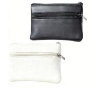 2 PCS Sacs à Clés Noir et Blanc, Étui pour Clés de Voiture, 11x8 cm, Porte-Monnaie en Cuir PU Multifonction, Porte-Clé, Porte-Cartes pour Femme et Homme