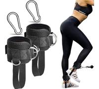 2 Pcs Sangle Cheville Musculation Poulie, Sangle Musculation avec Double Anneau D, Sangle Musculation et de Fitness sur Le Câble Machines, Ankle Straps, Accessoires pour Fitness et Musculation
