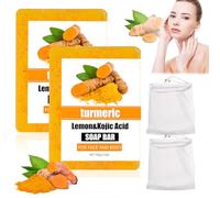 2 PCS Savon à L'acide Kojique au Curcuma, Savon pour le visage au curcuma, Lemon Turmeric & Kojic Acid Soap, 2×100g