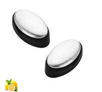 2 Pcs Savons Anti-Rouille en Acier Inoxydable avec Porte-Savon, Savon en Acier Inoxydable pour Cuisine et Bar - Élimine Les Odeurs